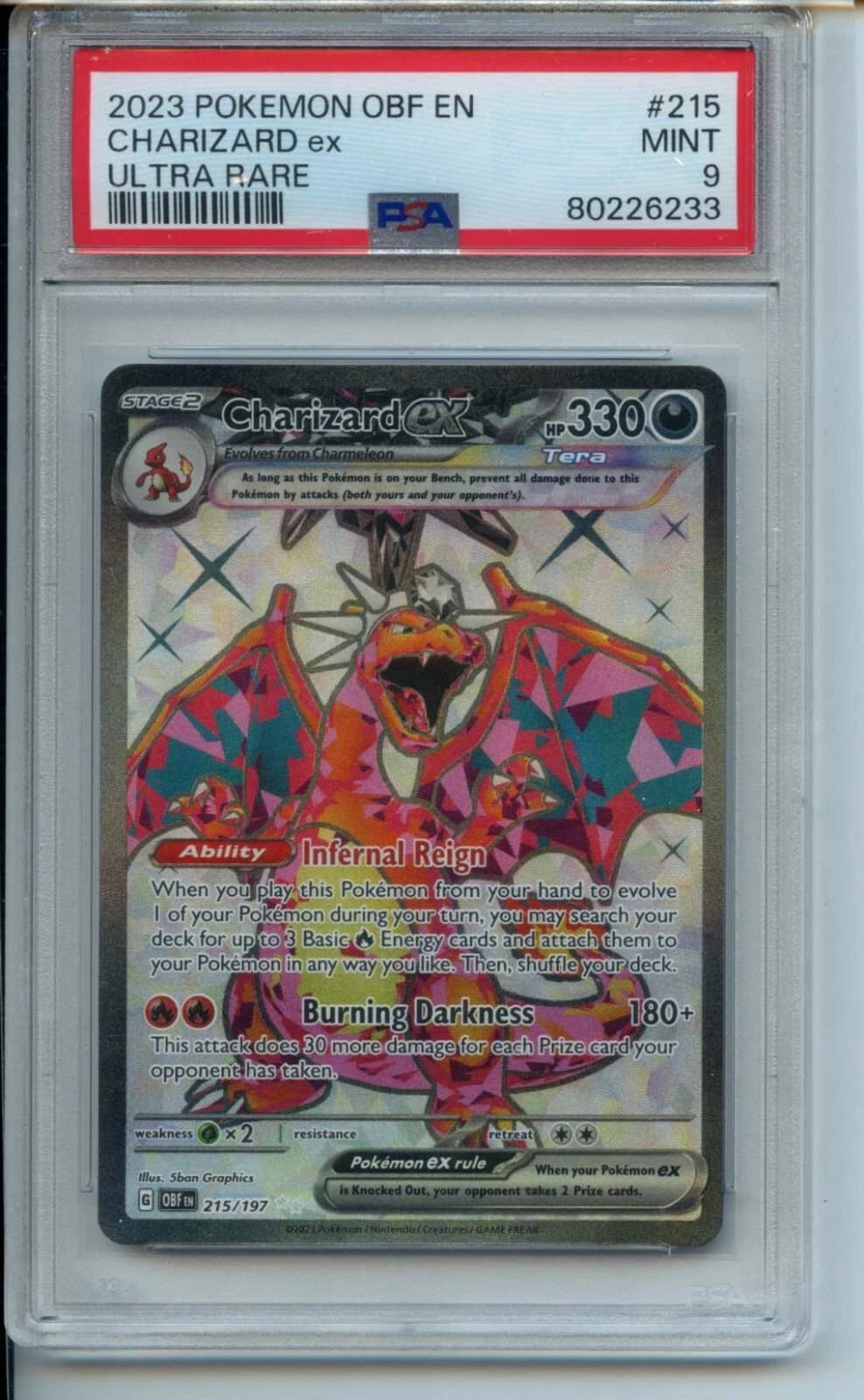 PSA 9 Charizard ex Obsidian Flames graded slab photo